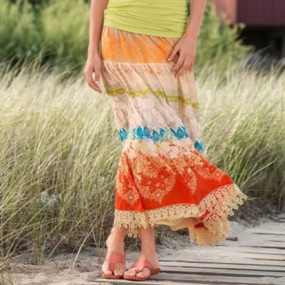 Sundance Colorful Castles in the Ski Maxi Skirt M